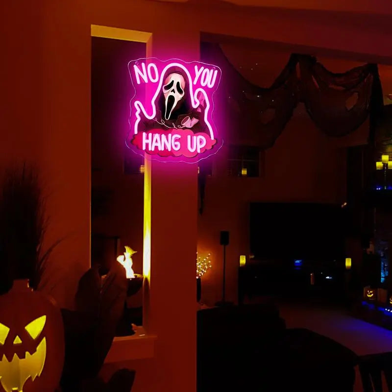 Do You Scary Movie Neon Sign, Gothic Neon Light USB Powered Dimmable LED Halloween Neon Signs for Wall Decor, for Movie Room Party Terrifying Interior Decor