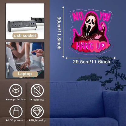 Do You Scary Movie Neon Sign, Gothic Neon Light USB Powered Dimmable LED Halloween Neon Signs for Wall Decor, for Movie Room Party Terrifying Interior Decor