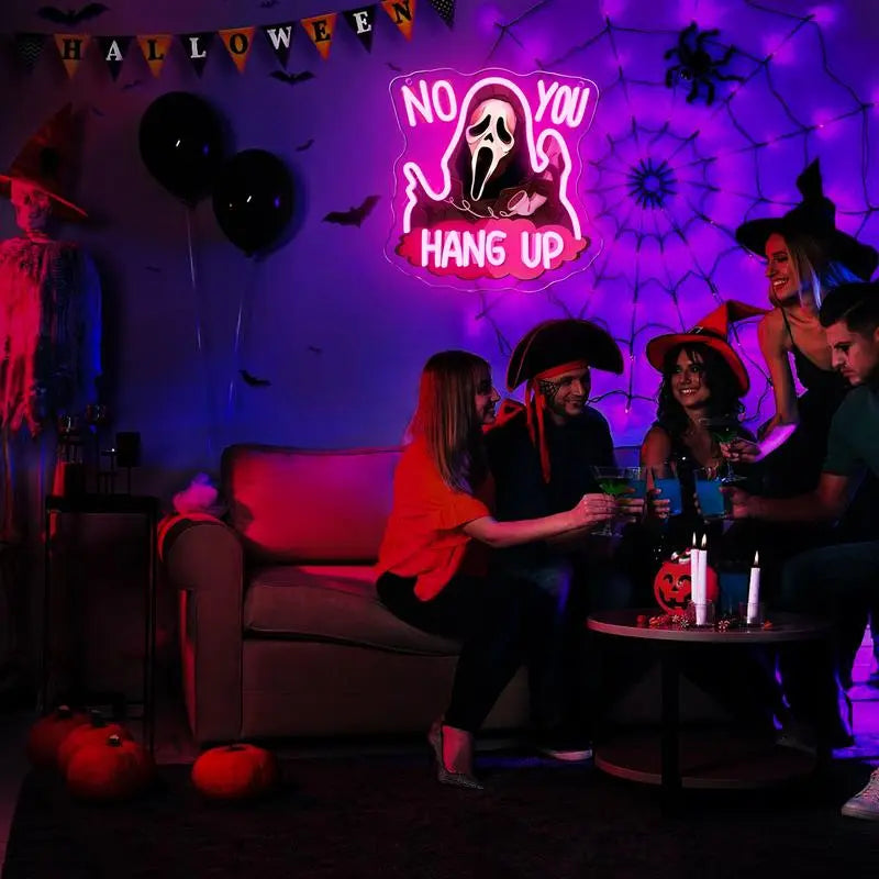 Do You Scary Movie Neon Sign, Gothic Neon Light USB Powered Dimmable LED Halloween Neon Signs for Wall Decor, for Movie Room Party Terrifying Interior Decor
